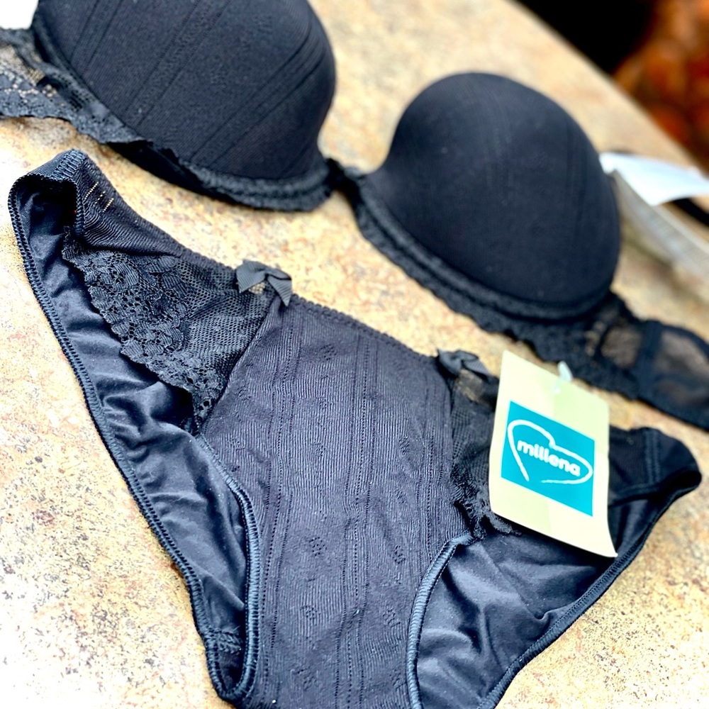 Black lingerie set with cotton 36A/XS-S panty